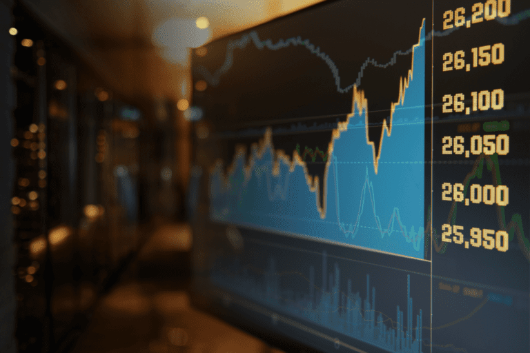 como investir em ações: um gráfico mostrando alta e baixa das ações no mercado financeiro.