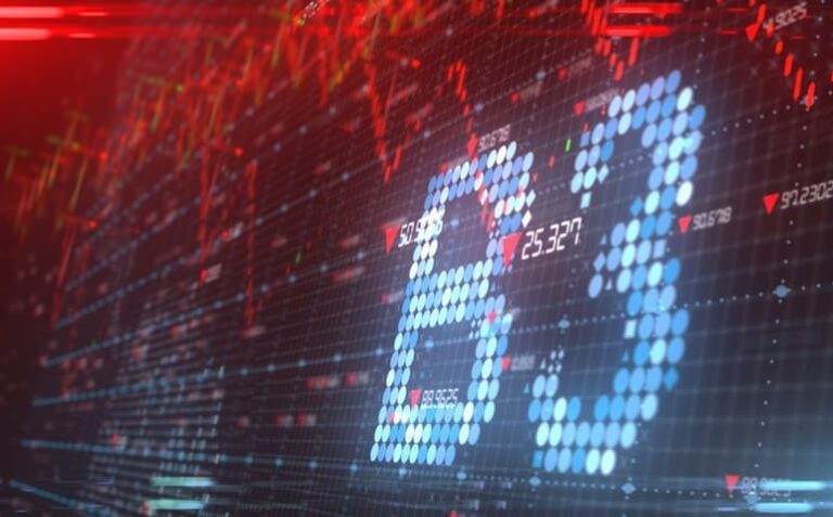 Painel de led da bolsa de valores do Brasil.