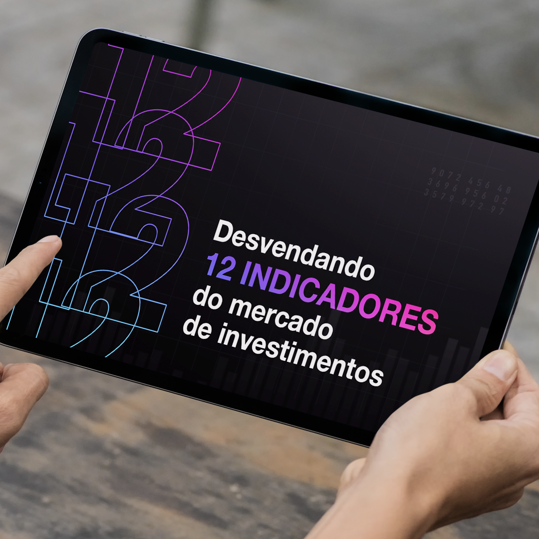 Ilustração do ebook "Desvendando 12 indicadores do mercado de investimentos".