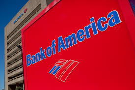 placa vermelha com logo do Bank of America