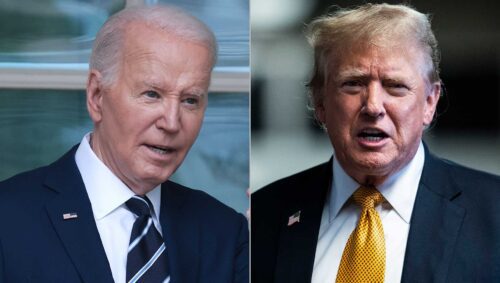 foto de Biden a esquerda e foto de Trump a direita
