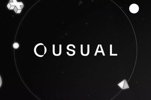 Imagem com fundo preto, formas geométricas brancas e o texto criptomoeda Usual crypto em destaque.