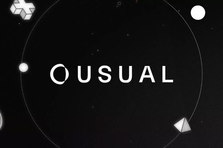 Imagem com fundo preto, formas geométricas brancas e o texto criptomoeda Usual crypto em destaque.