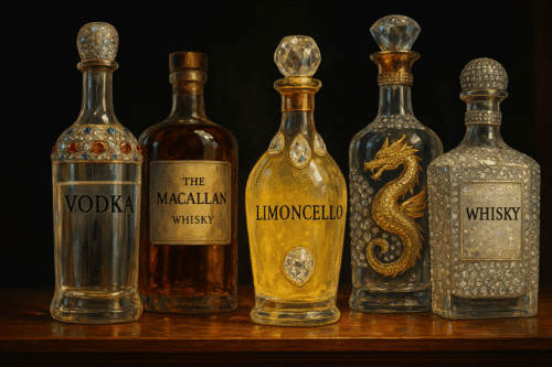 Imagem gerada por IA que ilustra o artigo: Quais são as bebidas mais caras do mundo?