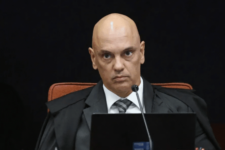 Foto do ministro do STF Alexandre de Moraes com feição séria.