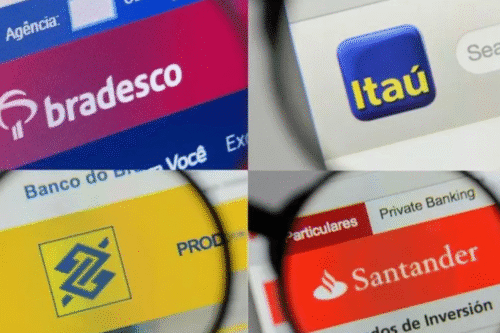 Logos do Bradesco, Itaú, Banco do Brasil e Santander