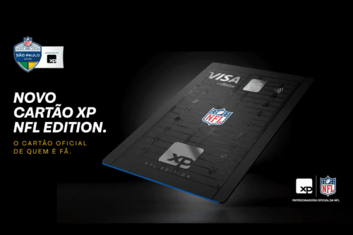 Cartão XP NFL Edition novo, oficial e elegante, com design moderno e logotipos da NFL e XP. Ideal para fãs de futebol americano, combina praticidade e estilo.
