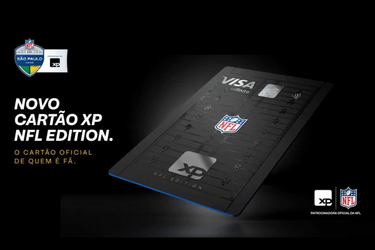 Cartão XP NFL Edition novo, oficial e elegante, com design moderno e logotipos da NFL e XP. Ideal para fãs de futebol americano, combina praticidade e estilo.