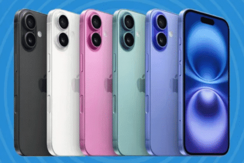 Imagem de 6 Iphones coloridos enfileirados