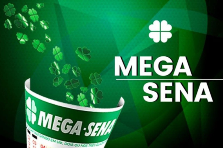 Bilhete da Mega-Sena em montagem animada.