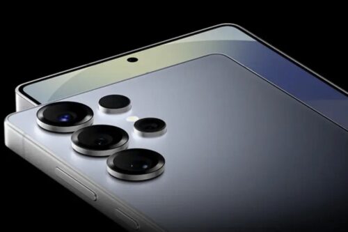 Imagem de um smartphone Galaxy S26 moderno com múltiplas câmeras traseiras de alta qualidade, destaque para o design premium e tecnologia avançada.