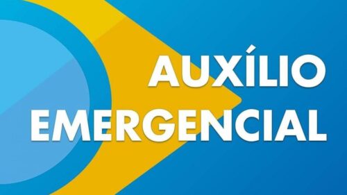 "Logo oficial do Auxílio Emergencial do governo brasileiro.