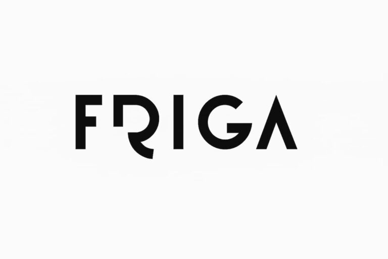 Logo da marca Friga Store em preto, com design moderno e tipografia minimalista sobre fundo branco.