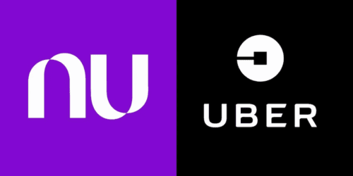 Logos do Nubank e da Uber lado a lado