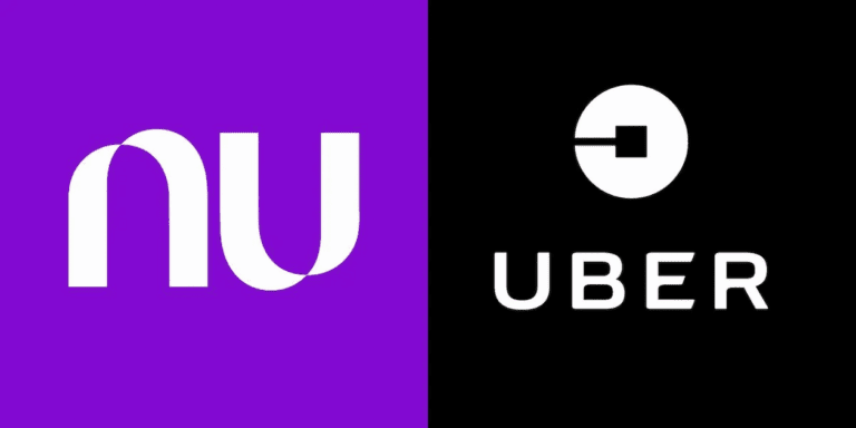 Logos do Nubank e da Uber lado a lado