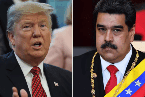 Donald Trump e Nicolás Maduro, Presidentes dos EUA e da Venezuela lado a lado