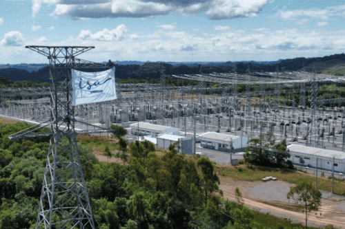 Foto de subestação da Isa Energia, com 2.700 MVA de potência instalada, sendo uma das maiores do Rio Grande do Sul